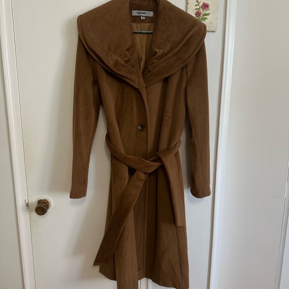 Vintage Anne Klein Belted Brown Wool Trench Coat/OverCoat Size Medium - Picture 10 of 17
